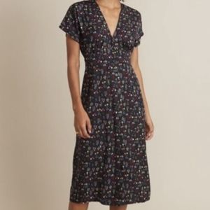 Marine Layer Isabella midi black floral dress with pockets, size L, NWOT